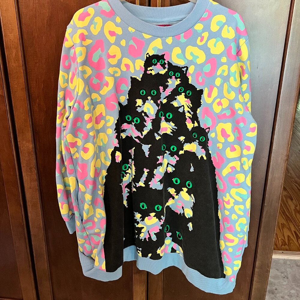 Pretty Snake  Puff Leopard Kitty Sweatshirt Dress